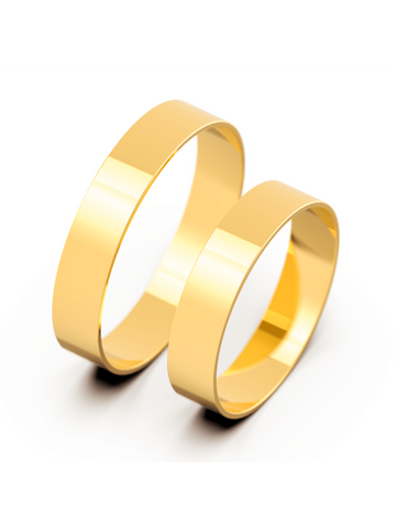 Par Aliança Casamento 4mm Reta Lisa Ouro 18K Neumond Joias